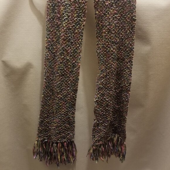 textured rainbow colored scarf w fringe - Picture 3 of 3